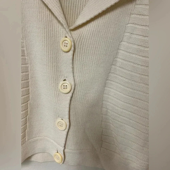 Classic Cream Collared Cardigan Liz Claiborne Cardigan Womens L - Picture 3 of 9